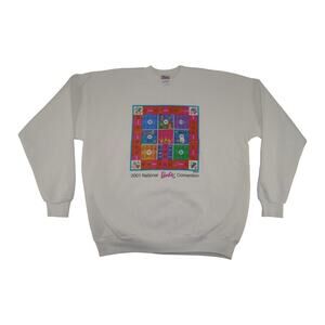 2001 Barbie National Convention Sweatshirt White Graphic Crewneck XL Vintage